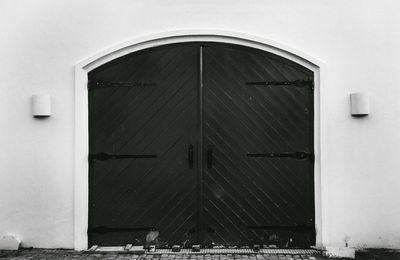 Closed door of building