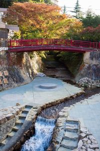 High angle view of bridge over river