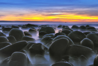 Scenic view of sea during sunset