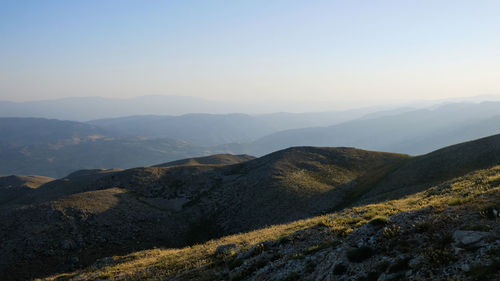 Panoramic view of nemrut mount and taurus mountains.nemrut national park. unesco world heritage site