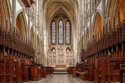 View of the inside of truro cathedral in cornwall