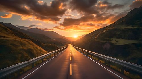 High angle view of bridge against sky during sunset
