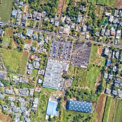 High angle view of buildings in city