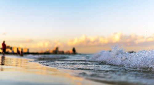 Scenic view of sea at sunset