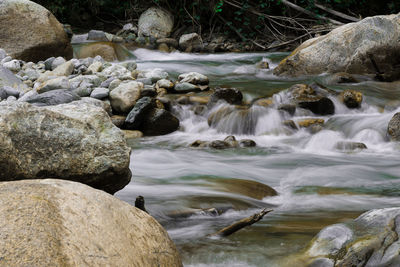 Close-up of stream flowing in river