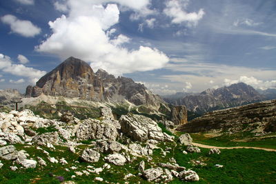 Scenic view of mountains against sky