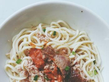 Close-up of noodles in bowl