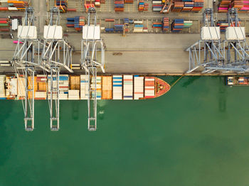 Row of ship moored at harbor