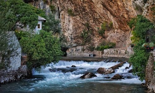 Scenic view of waterfall