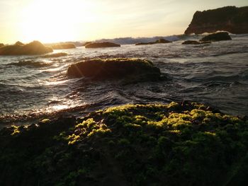 Scenic view of sea against sky during sunset