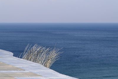 Scenic view of sea against clear sky