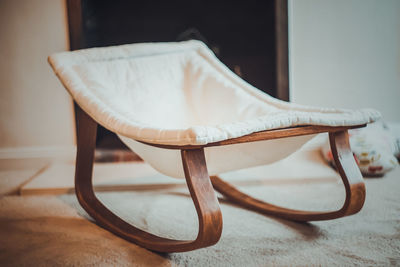 Close-up of chair at home