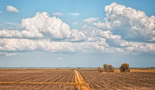 Scenic view of landscape against cloudy sky