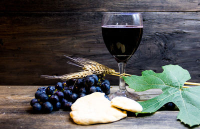 Wineglass on table