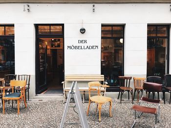 Chairs and tables at restaurant