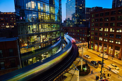 High angle view of traffic on road in city