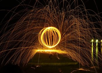 Firework display at night