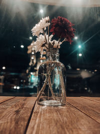 Close-up of christmas decorations on table