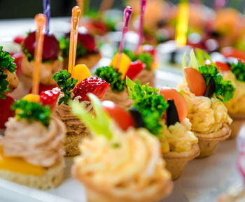 Close-up of canapes in plate