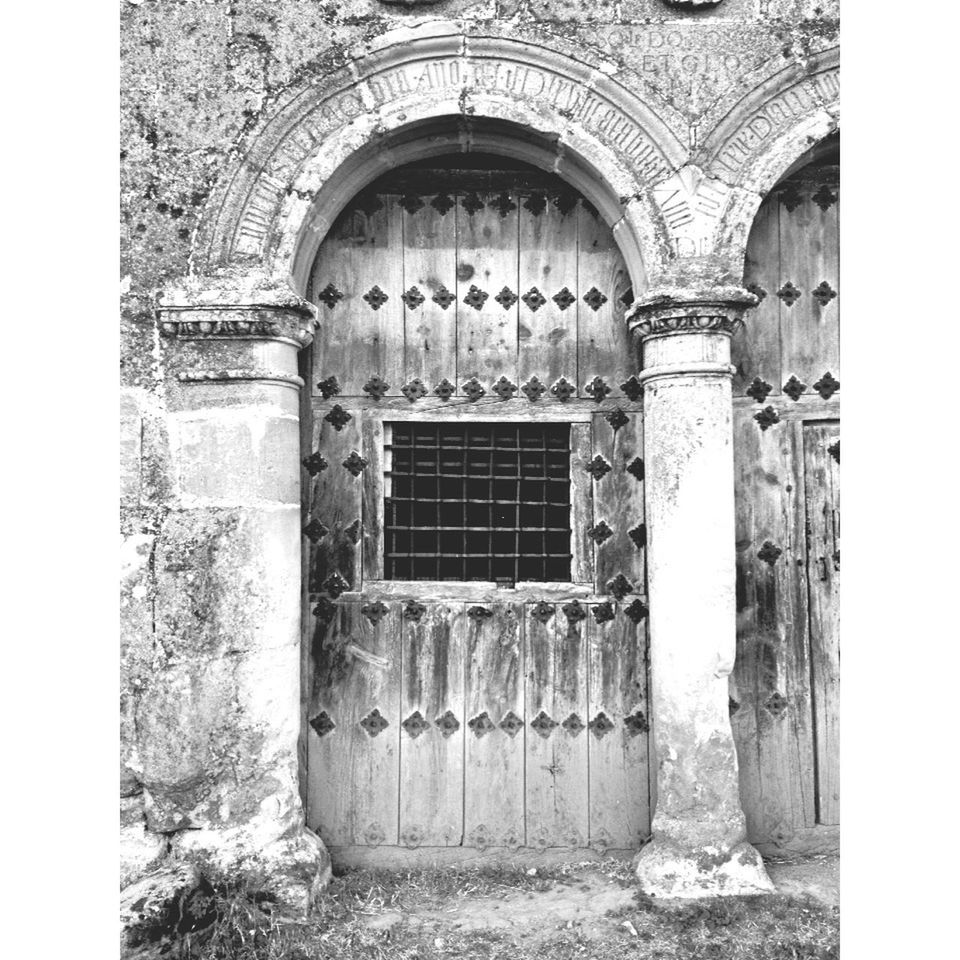 architecture, built structure, arch, building exterior, door, entrance, window, transfer print, old, closed, house, doorway, church, auto post production filter, gate, day, facade, religion, wood - material, place of worship