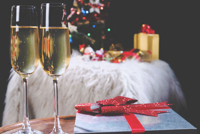 Close-up of christmas decoration on table