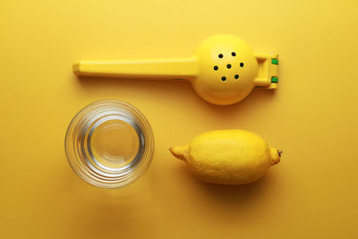 High angle view of lemon on table