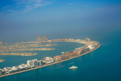 High angle view of city at waterfront