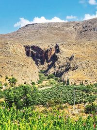 Scenic view of land against sky