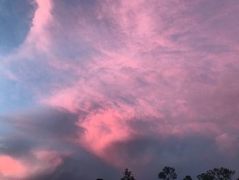 Low angle view of cloudy sky during sunset