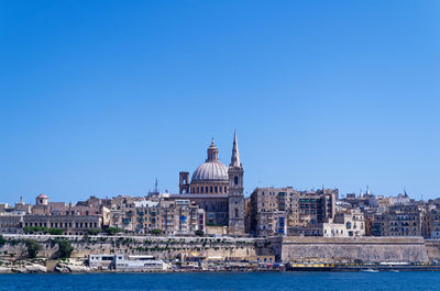 View at valletta city from sliema bay