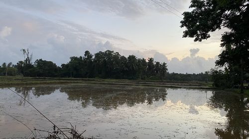 Scenic view of lake against sky