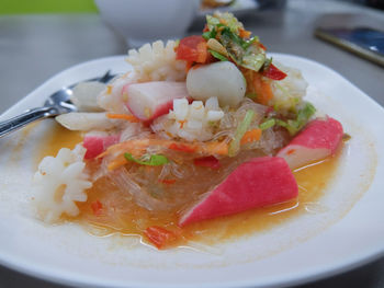 Close-up of dessert served in plate