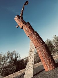 Low angle view of old tree against sky