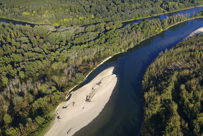 Aerial photo of gravel bars on the drava river