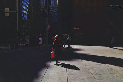 Rear view of woman with shopping bags