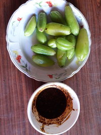 High angle view of coffee on table