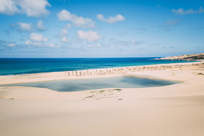 Scenic view of beach against sky