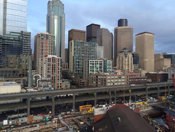 Arial view of seattle, washington skyline 