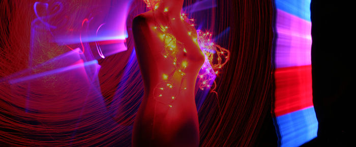 Close-up of multi colored light painting