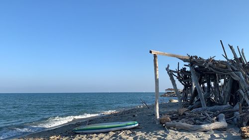 Scenic view of sea against clear blue sky like robinson 