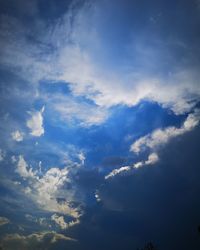 Low angle view of clouds in blue sky