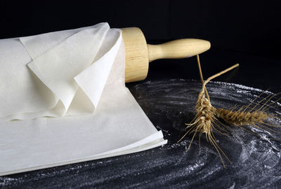 High angle view of bread on table
