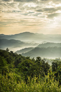 Scenic view of mountains against sky