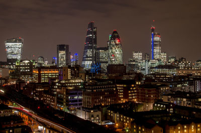 Illuminated city at night