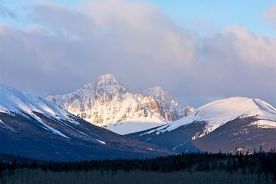 Scenic view of snowcapped mountains against sky in the canadian rockies