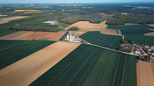 High angle view of agricultural landscape