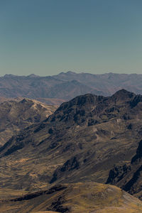 Scenic view of dramatic landscape against clear sky