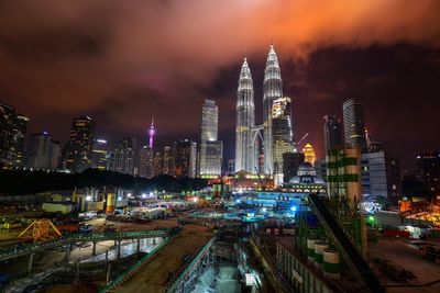 Illuminated city at night