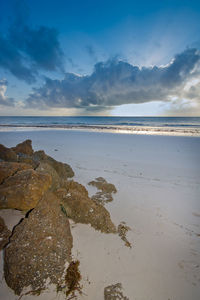 Scenic view of beach against sky