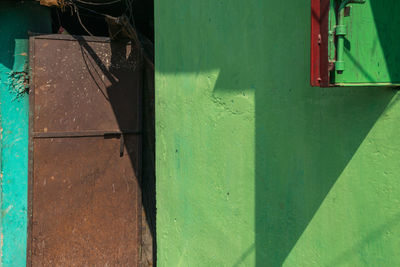 High angle view of window on building